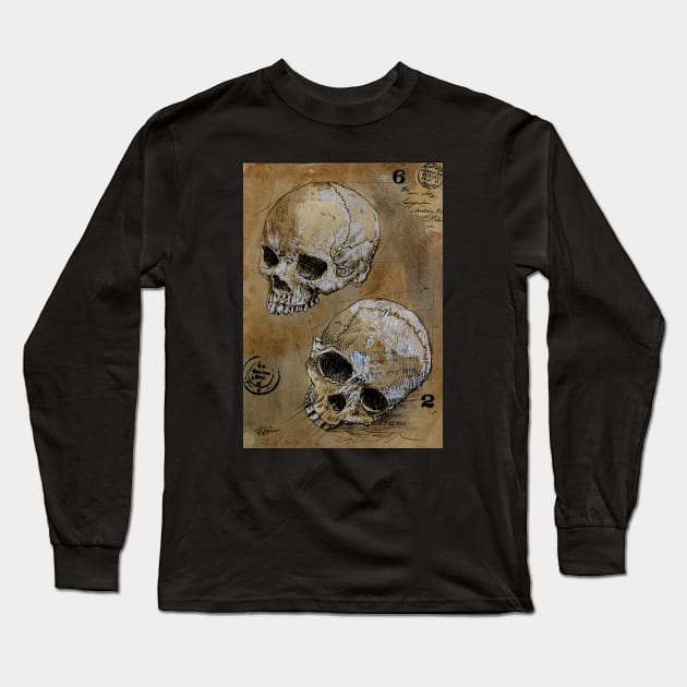 Twin skull study Long Sleeve T-Shirt by Loui Jover 